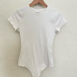 Abercrombie & Fitch Soft A&F Collection, white ribbed bodysuit, m